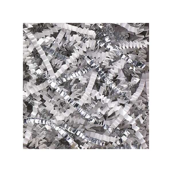 Bsc Preferred White and Silver Metallic Blend Crinkle Paper - 10 lb. Box BUY00016863 - main